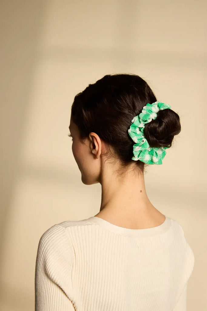 chouchou vert vichy
