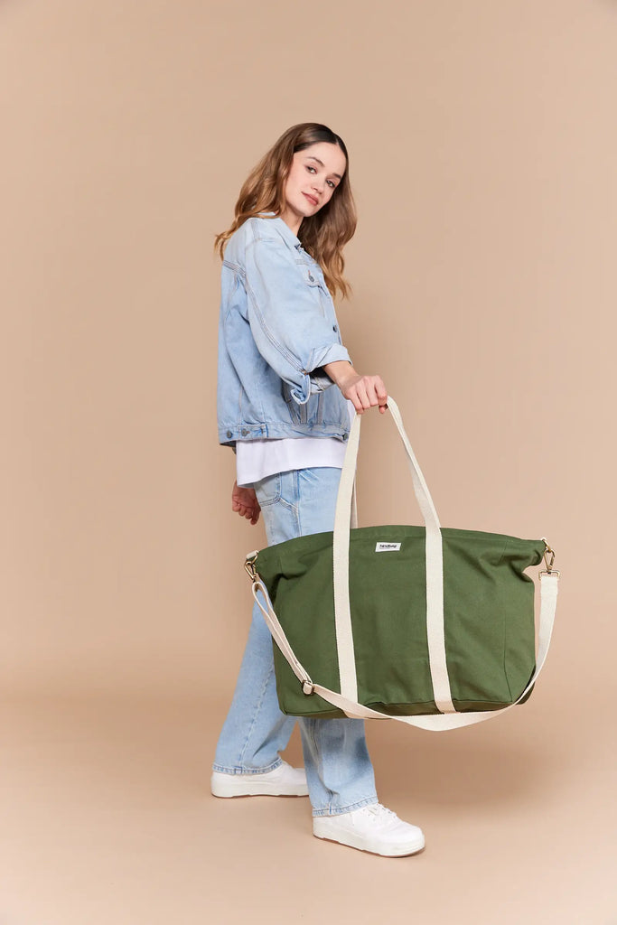 Sac week-end olive Jean femme